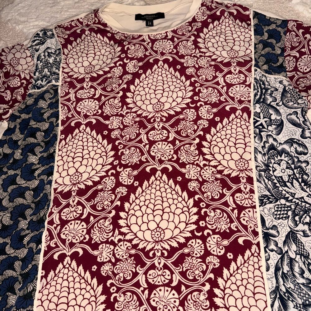 MaxMara Burgundy and White Floral Top